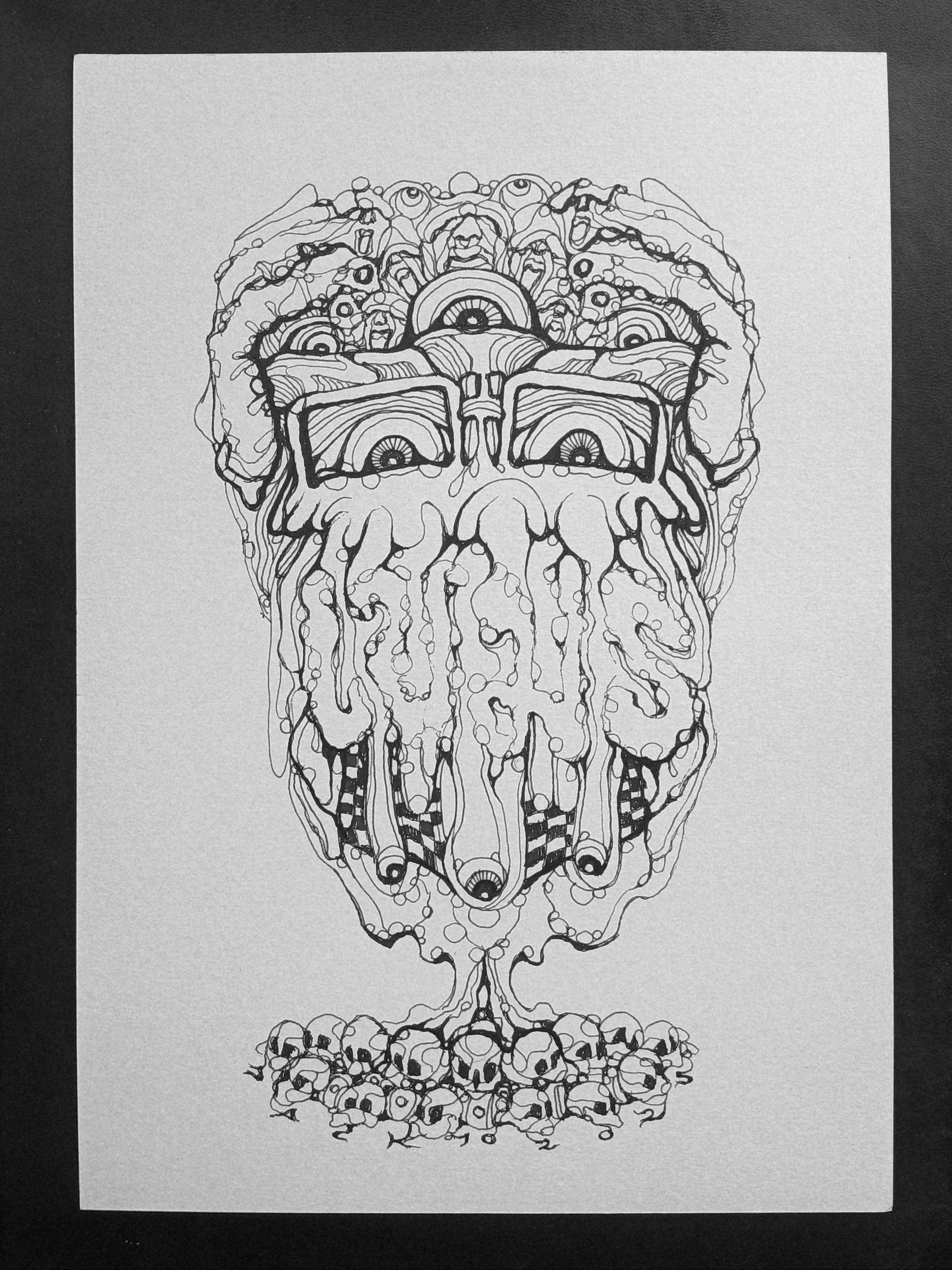 Surreal Portrait 42วาดเส้นปากกา หมึกดำ กระดาษร้อยปอนด์ (200 แกรม) ขนาด 21×29.7 cm. A4