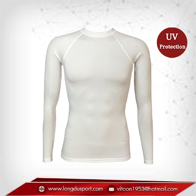 เสื้อรัดกล้ามเนื้อ แขนยาวคอกลม สีขาว มี Size S M L XL
