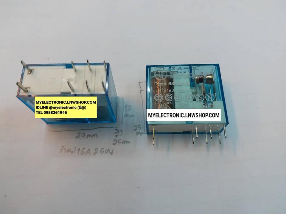 ขาย รีเลย์12VDC16A250V 8ขา 1คอนแทรก คอยล์12VDC คอนแทรค16A250Vรุ่น40.61 ยี่ห้อ FINDER ราคา ตัวละ . . . หน่วย บาท