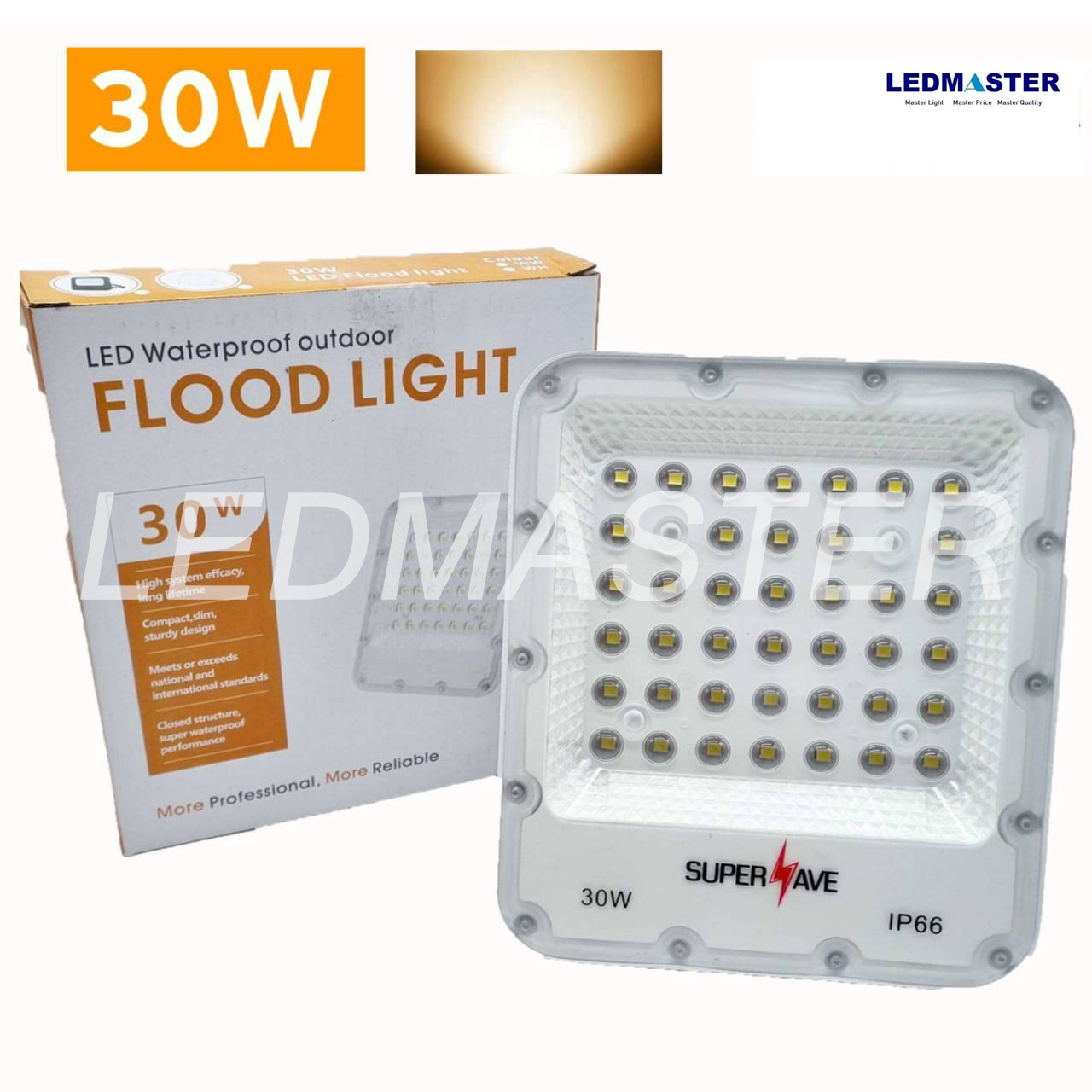 สปอร์ตไลท์ led ทรง Philips 30W - 200W รุ่น Slim บอดี้ขาว คุณภาพสูง ราคาโรงงาน Floodlight สนามฟุตบอล