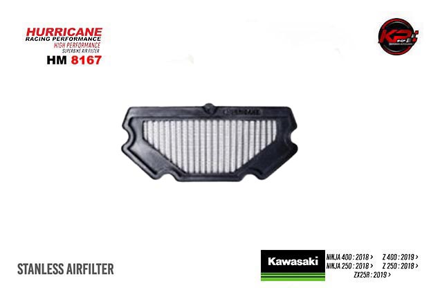 กรองอากาศ HURRICANE FOR KAWAZAKI ER6N / NINJA650 (STANLESS) HM8107