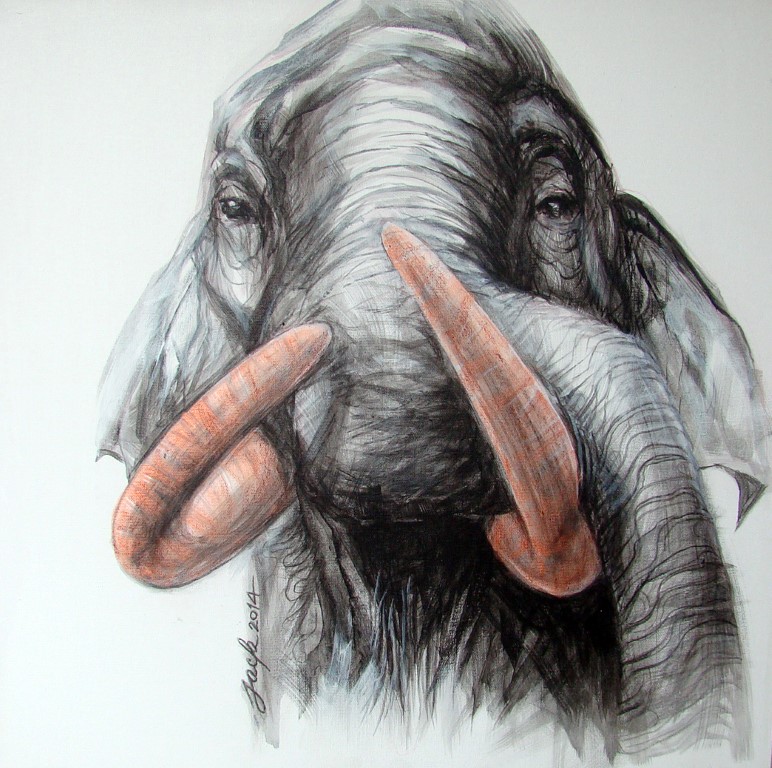 Chang-ภาพวาดสีอะครีลิค งานเพ้นท์บนเฟรมผ้าใบ canvas ขนาด 50x50 cm.