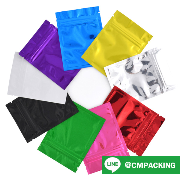 ถุงซิปล็อค สีเงิน เนื้อเงา แบบทึบ ก้นแบน Super Glossy Silver 100 ใบ