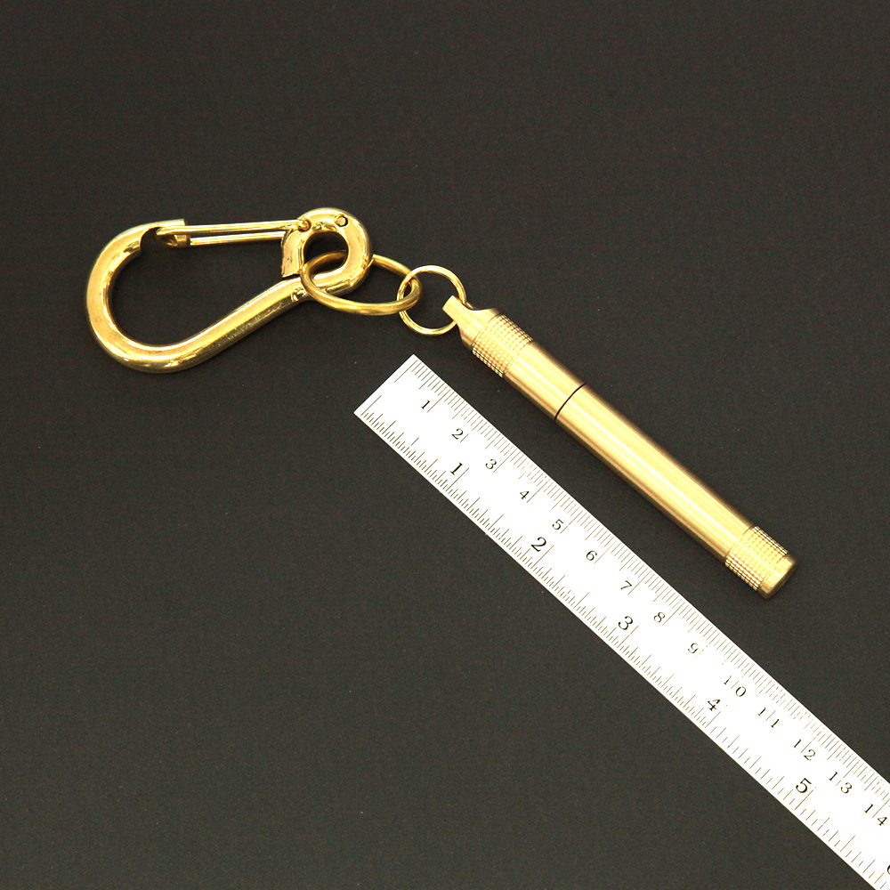 KCB-17 พวงกุญแจ แคปซูลทองเหลือง ท่อทองเหลืองแท้ ยาว 9 ซม. 1 145 กรัม Gold 9 cm.
