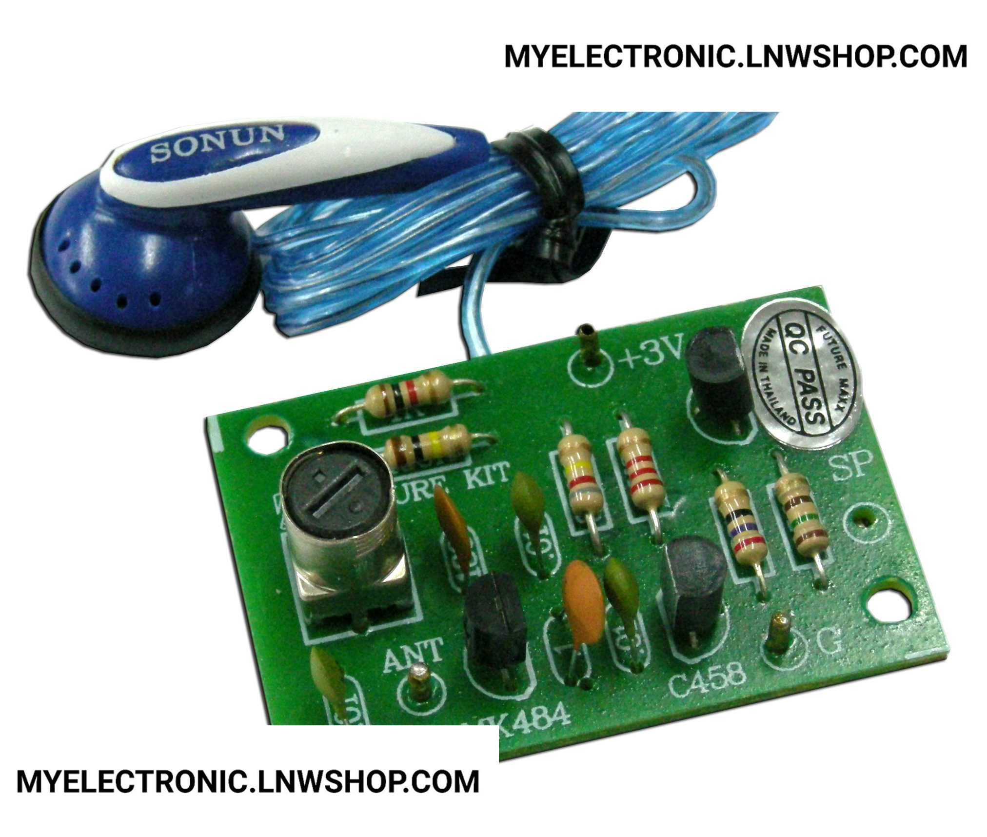 ขาย ชุดคิท FA710 ชุด วงจร วิทยุแร่ ใช้ IC พร้อมหูฟัง ชุดประกอบลงปริ้นแล้ว ยี่ห้อ FUTUREKIT ฟิวเจอร์คิท ราคา ชุดละ หน่วย . . . . บาท