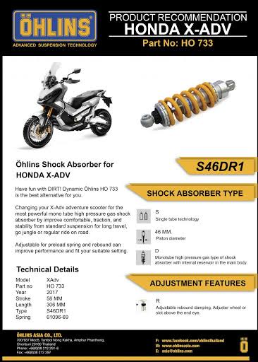 โช๊คหลัง OHLINS HO 733 FOR HONDA X ADV 750