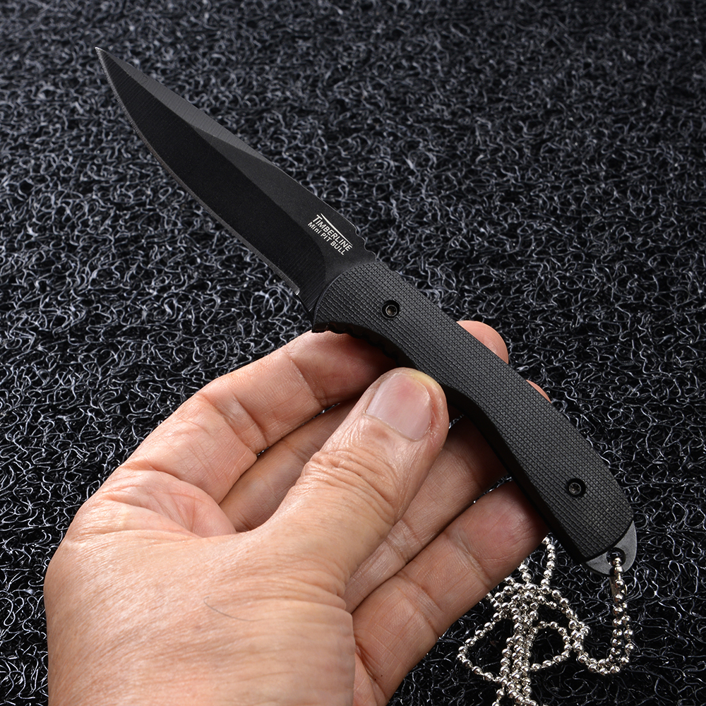 TBL-147 มีดใบตาย ขนาดมินิ Timberline Knife ด้ามยาง เหล็กใบมีดสแตนเลสเคลือบดำ 440 มีดยาว 16 ซม. 1 195 กรัม Black 16 cm.