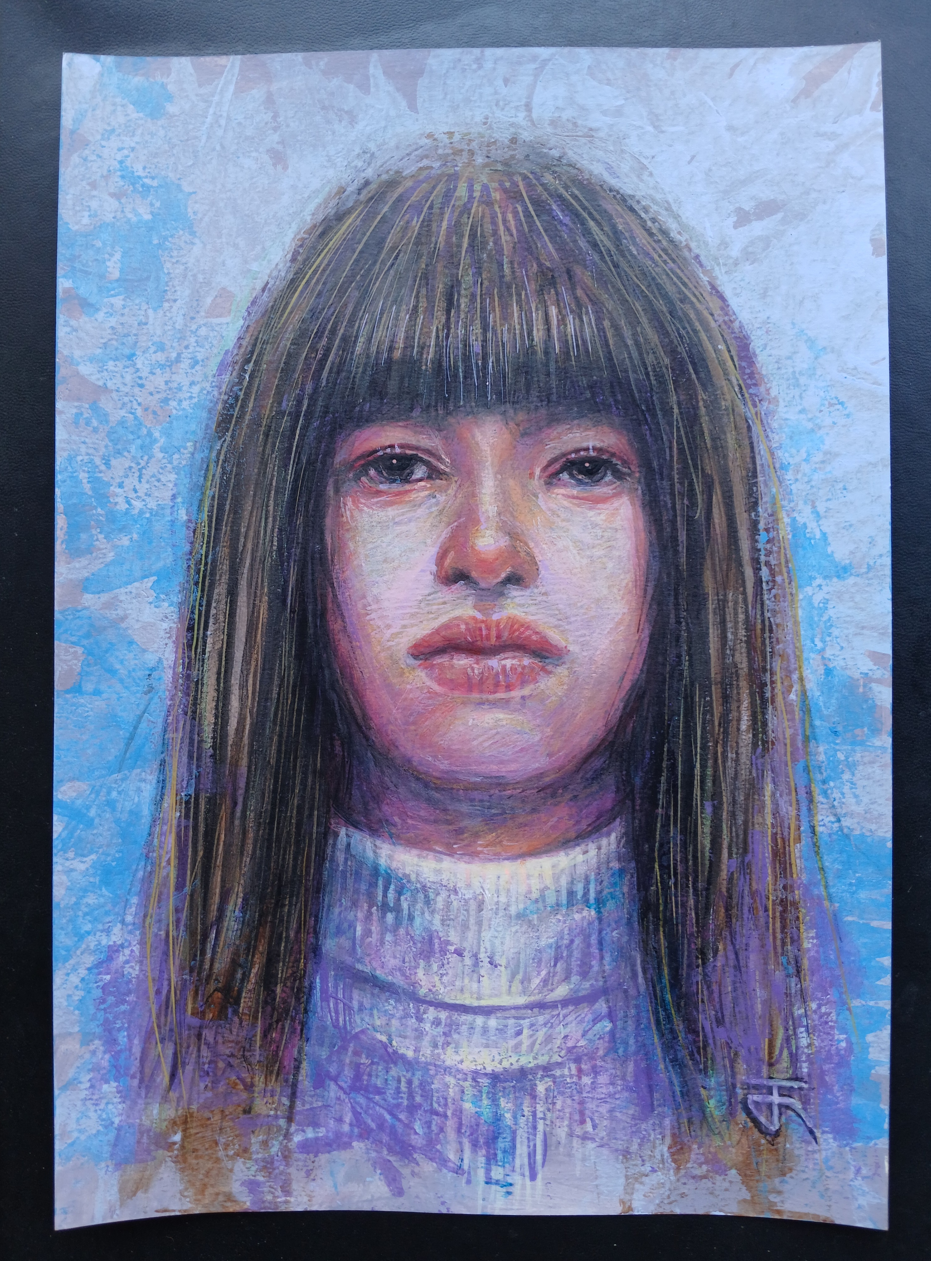 Portrait09 ภาพวาดสีอะครีลิคและวาดเส้นปากกาอะครีลิค แนว colorful บนกระดาษร้อยปอนด์(200 Gsm.) ขนาด (A4) 21 cm. x 29.7 cm. งานวาด มีชิ้นเดียว ไม่ใช่ภาพพิมพ์หรือโปสเตอร์