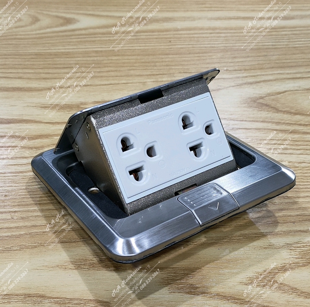 POP-UP ปลั๊กกราวคู่panasonic ฝังพื้น (สีเงิน)