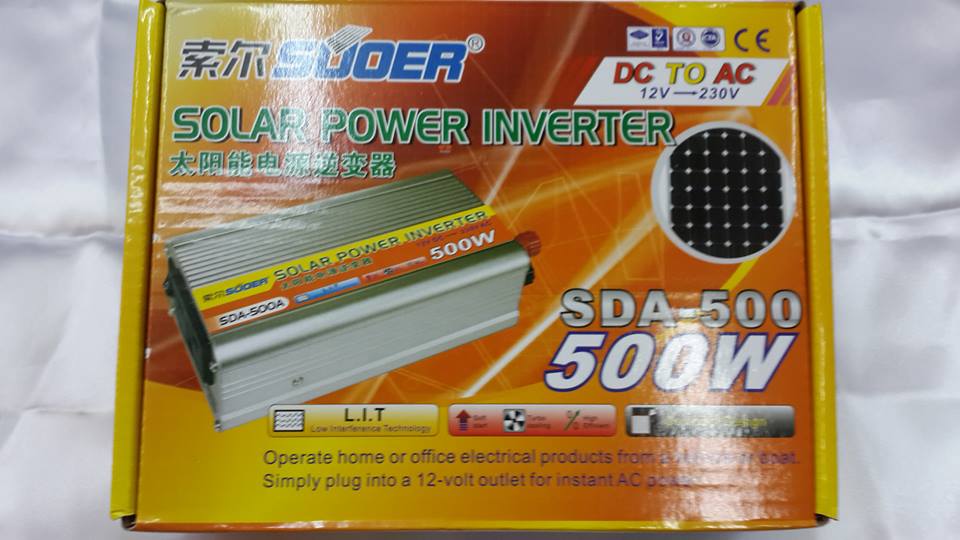 INVERTERอินเวอร์เตอร์แปลงไฟ12VDCเป้นไฟ220VAC500Wรุ่นSDA500Aรุ่นSDA-500Aราคาตัวละ