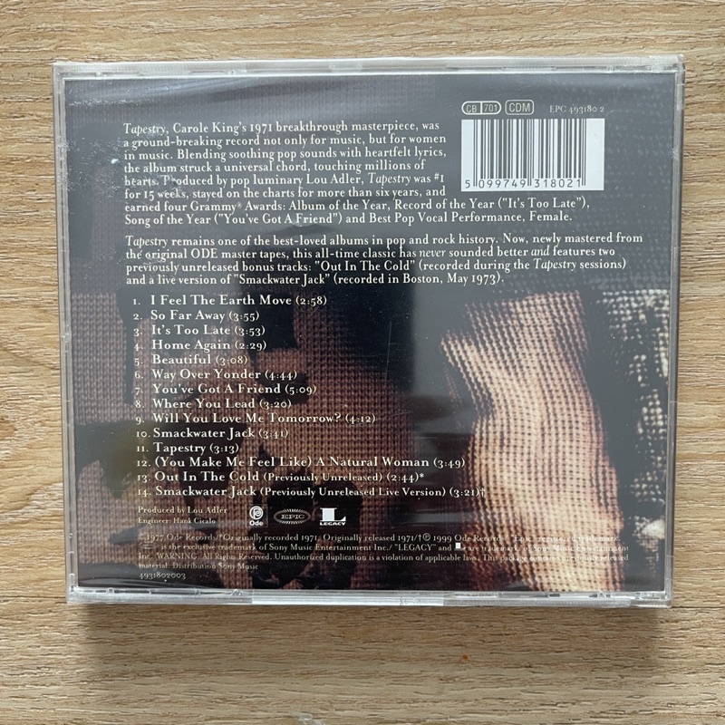 แผ่น CD ซีดีเพลง แผ่นเพลง Carole King – Tapestry แผ่นแท้ ใหม่ ซีล