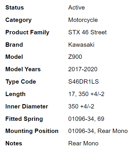 โช๊คหลัง OHLINS KA 739 FOR KAWASAKI Z900/Z900RS