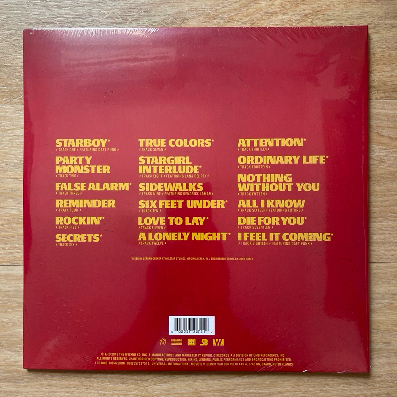 แผ่นเสียงThe Weeknd – Starboy, 2 x Vinyl, LP, Album, Red Translucent, Gatefold ,EU มือหนึ่ง ซีล