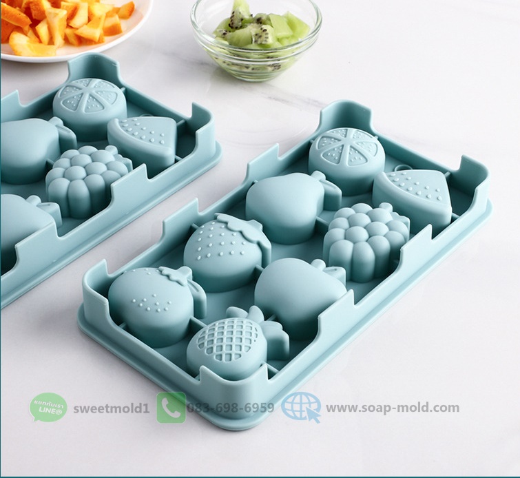 แม่พิมพ์ผลไม้รวม แม่พิมพ์น้ำแข็ง 8ช่อง ขนาด20กรัม :007782