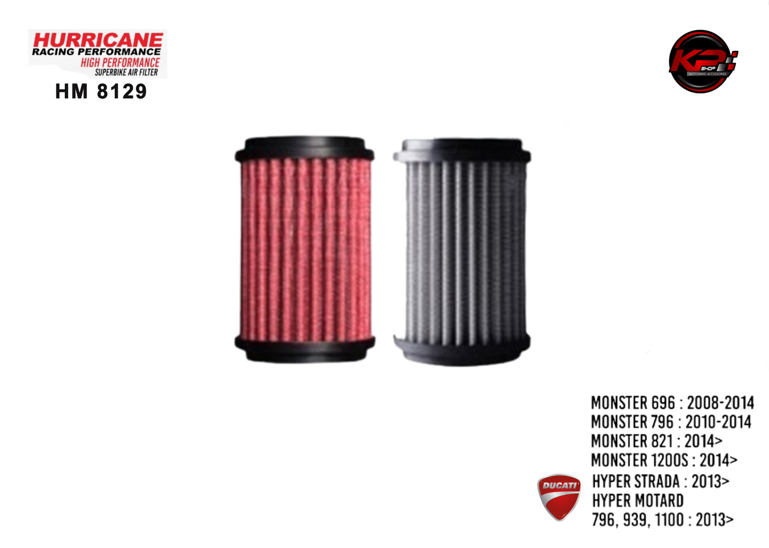 กรองอากาศ HURRICANE FOR DUCATI (STANLESS) HM8129