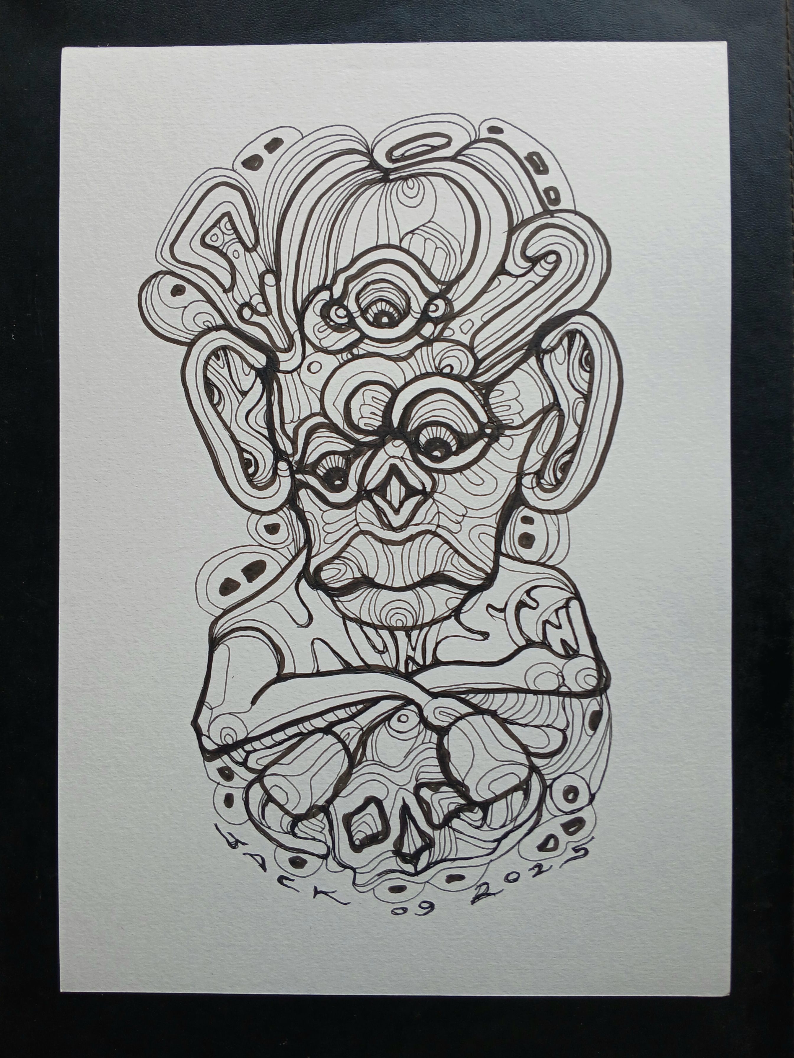 Surreal Portrait 37 วาดเส้นปากกา หมึกดำ กระดาษร้อยปอนด์ (200 แกรม) ขนาด 21×29.7 cm. A4