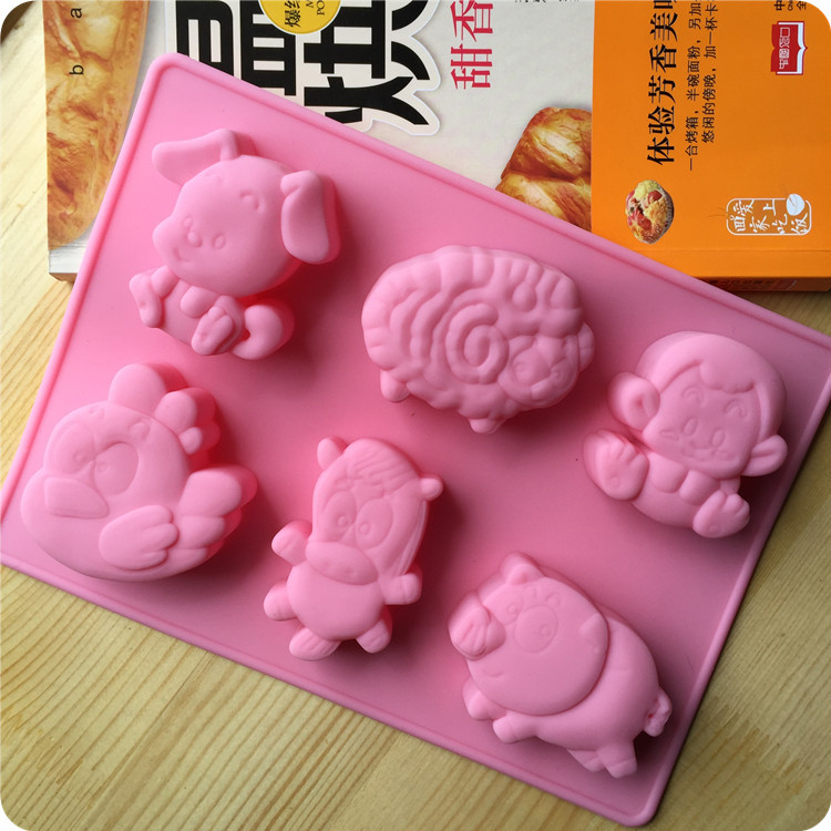 แม่พิมพ์ซิลิโคน รูปปีเกิด 6 ช่อง รูปม้า แพะ ลิง หมู สุนัข ไก่