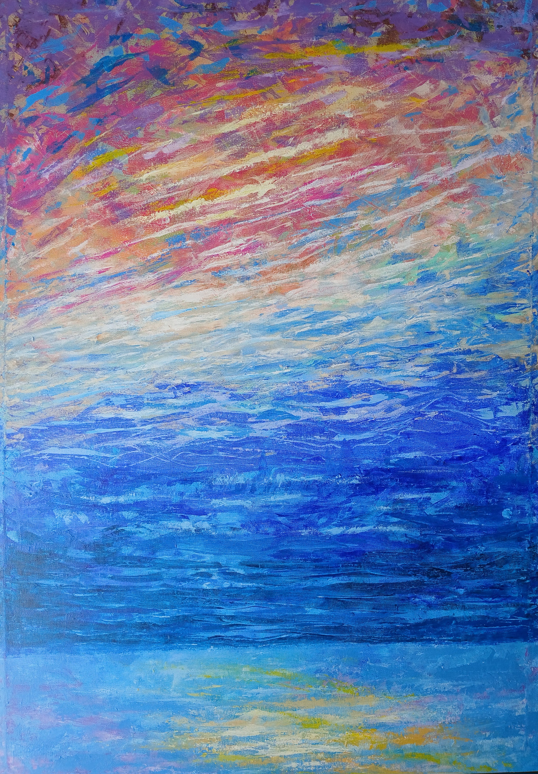 Abstract สีอะครีลิคบนเฟรมผ้าบาง ขนาด 50 cm. x 70 cm.