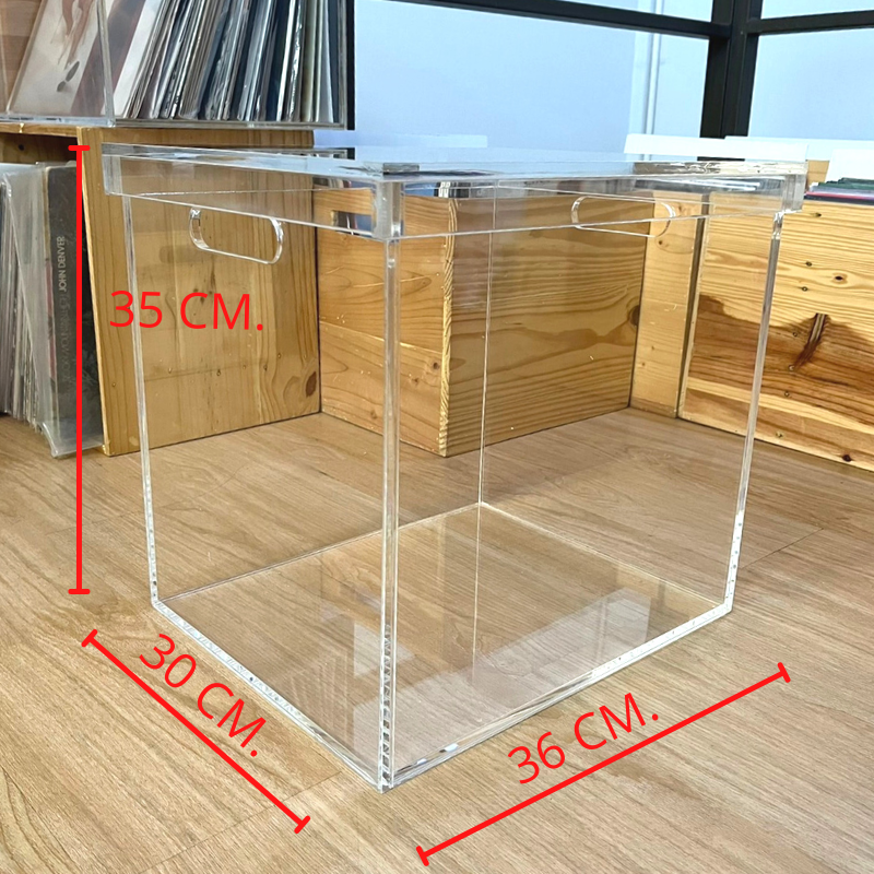 ลังอะคริลิคเก็บแผ่นเสียงมีฝาปิด กล่องอะคริลิคมีฝาปิด ลังอะคริลิค (ใส)