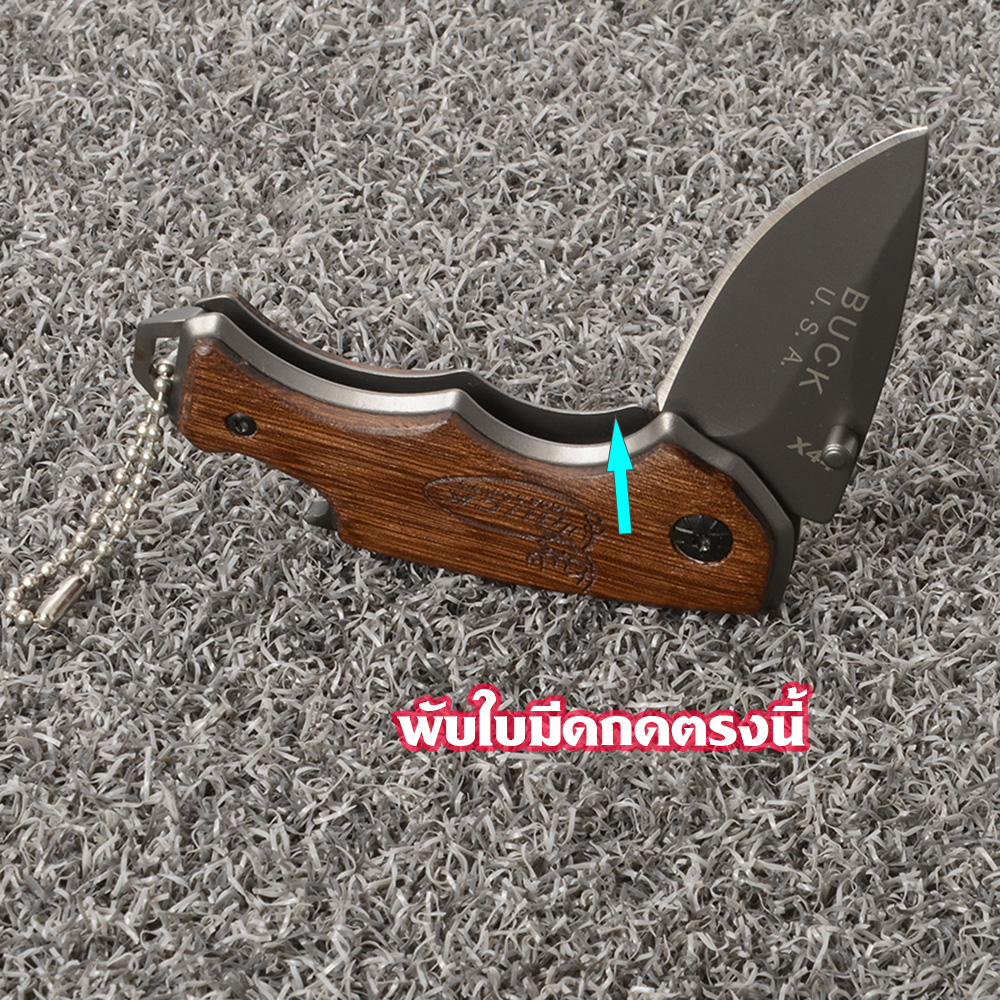 Buck-X44 มีดพับพกพา มีดพับขนาดเล็ก ขนาดมินิยาว 14 ซม.พร้อมซองไนลอน 1 150 กรัม Black 14 cm