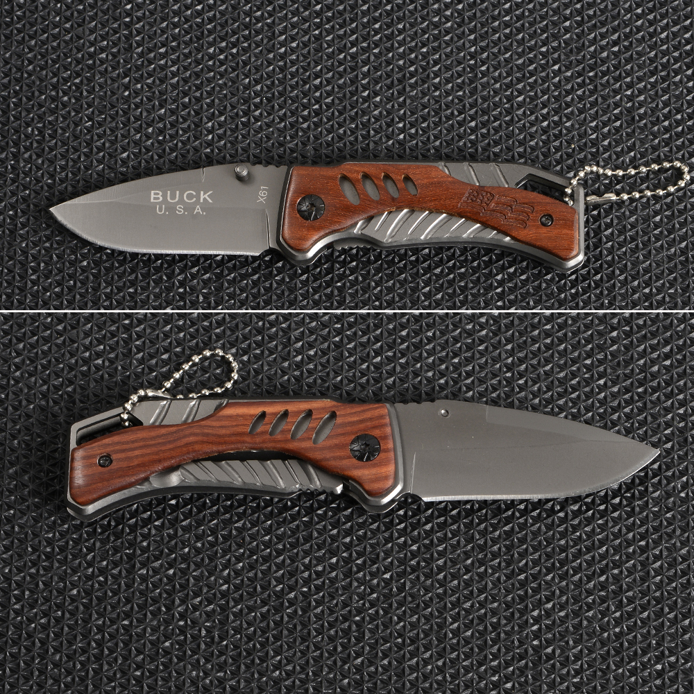 BUCK-X44-61-65-35 มีดเดินป่า อุปกรณ์เดินป่า มีดพับพกพา มีดพกเดินป่า Outdoor Folding Knife Camping Mini Pocket แค้มป์ปิ้ง มีดปอกผลไม้ มีดกลางแจ้ง ชิ้น 239 กรัม Black-Silver ดูจากรูป