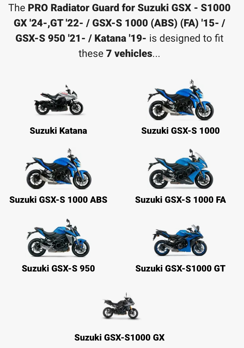 การ์ดหม้อน้ำ R&G PRO Radiator Guard for Suzuki GSX - S1000 GX '24-,GT '22- / GSX-S 1000 (ABS) (FA) '15- / GSX-S 950 '21- / Katana '19-