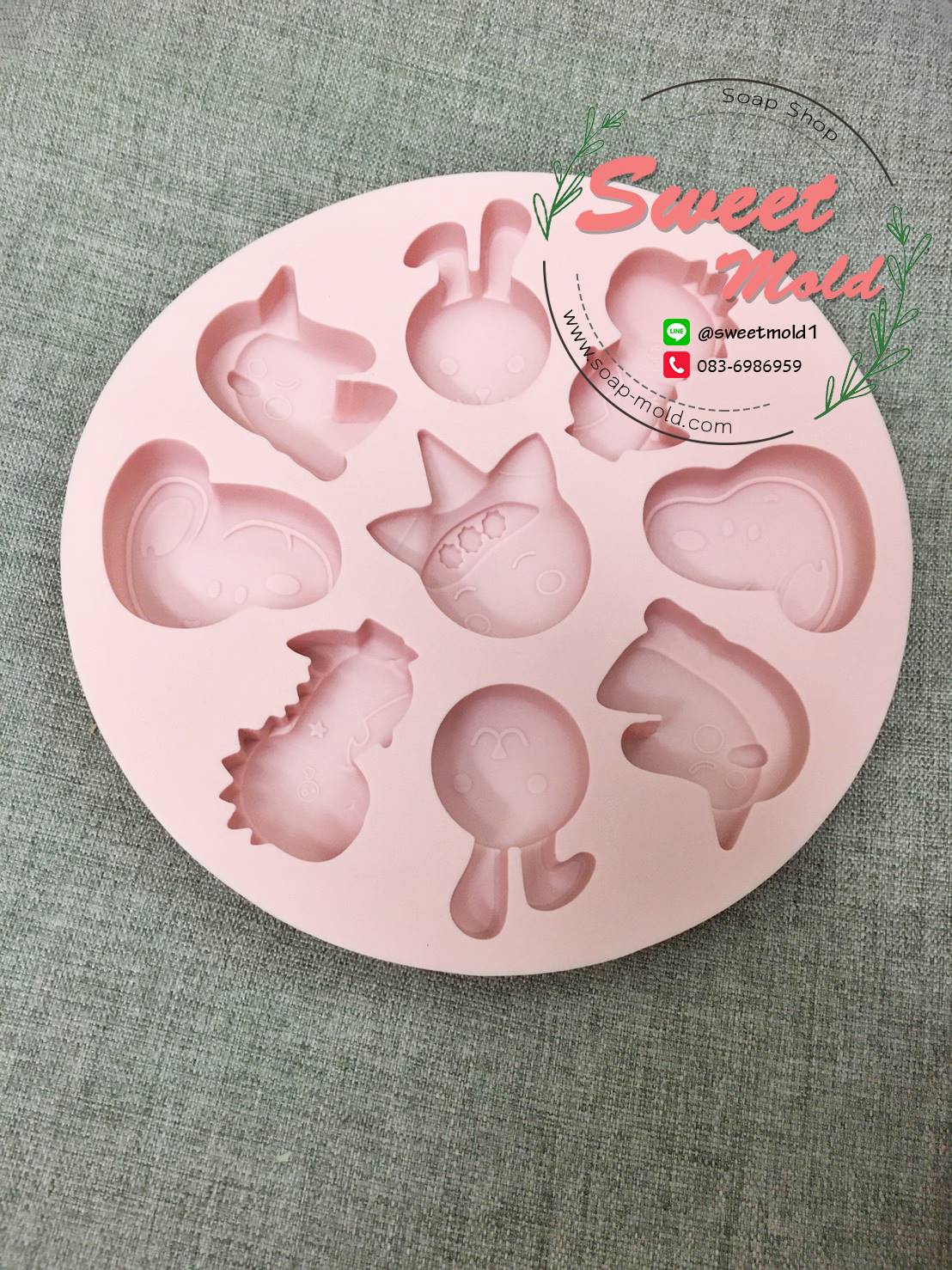 แม่พิมพ์การ์ตูนคละลาย 9ช่อง ขนาด 30-40กรัม