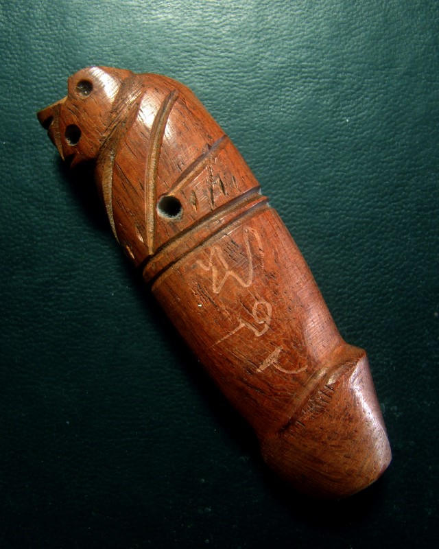 ปลัดขิกเสือไม้แกะ มีจารอักขระ อุดกริ่ง วัดบางพระ ปี 2544 เสริมความเชื่อ ด้านโชคลาภ ค้าขาย #P1