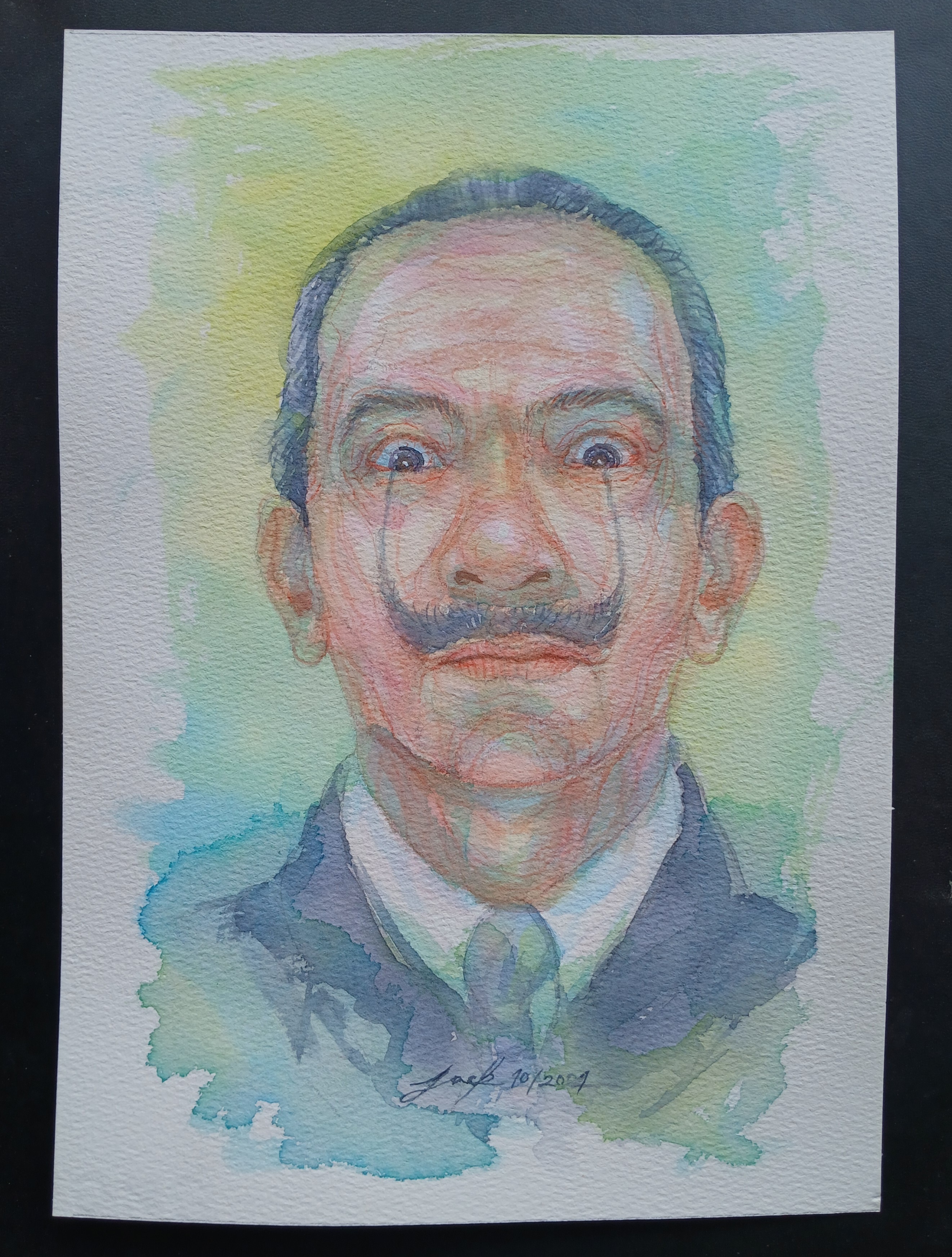 Salvador Dali ภาพวาดสีน้ำ บนกระดาษ 300 แกรม ขนาด [A4] 21 cm. x 29.7 cm.