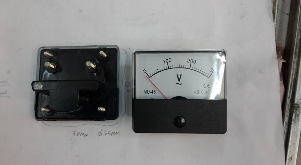 มิเตอร์300VACมิเตอร์เข็ม300VAC300โวลท์เอซีรุ่นMU-45ขนาดกว้าง54มมยาว60มมสูง45มม(54x60x45MM)MU45ราคาอนาล็อกมิเตอร์ANALOG METER