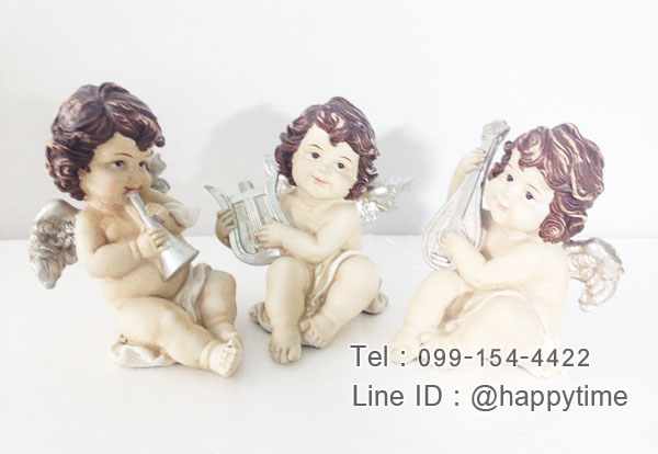 ตุ๊กตาเรซิ่นตกแต่งบ้านใหม่ ประดับบ้าน ชุดคิวปิดน้อยเล่นดนตรี