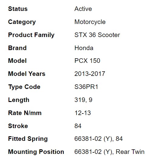 โช๊คอัพหลัง OHLINS HO738 FOR HONDA PCX150 2013-2017
