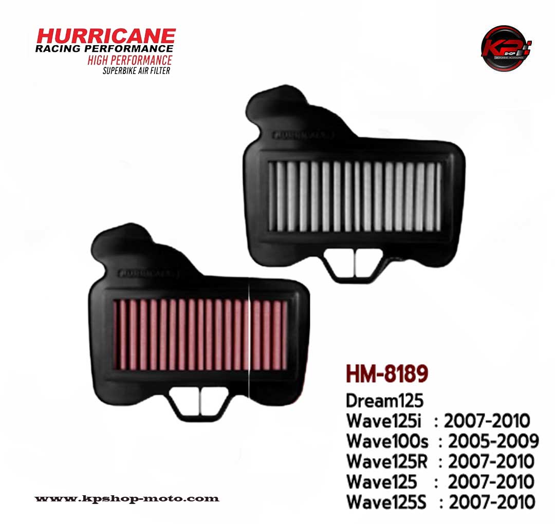 กรองอากาศ HURRICANE HM8189 FOR HONDA WAVE 125I / 125R / 125S / 125 / 100S / DREAM 125 2007-2010 (STANLESS)