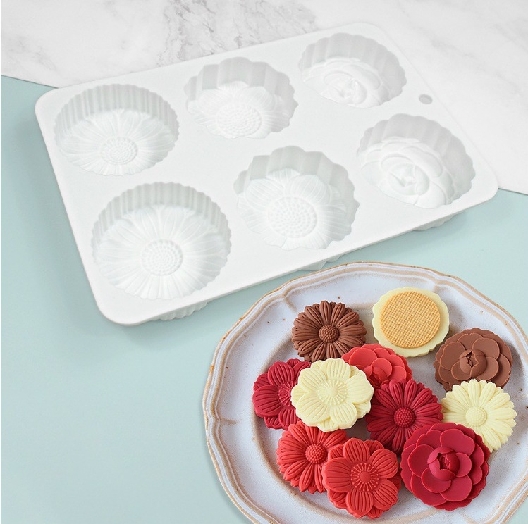 แม่พิมพ์ดอกไม้คละลาย6ช่อง ขนาด60-65กรัม