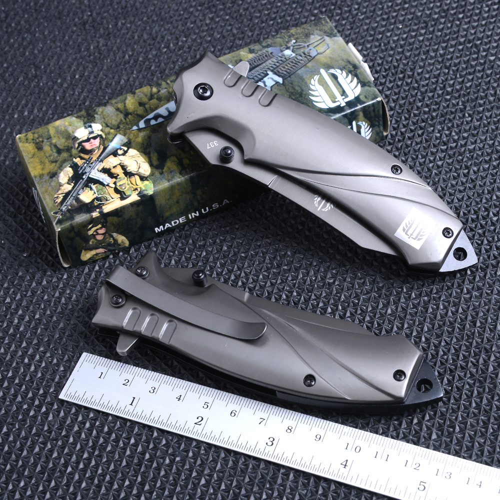 SD-127 มีดเดินป่า มีดพับ STRIDER-337 Folding Knife ด้ามโลหะ เหล็กใบมีดสแตนเลส มีดยาว 21 ซม. ชิ้น 320 กรัม Grey 21 cm