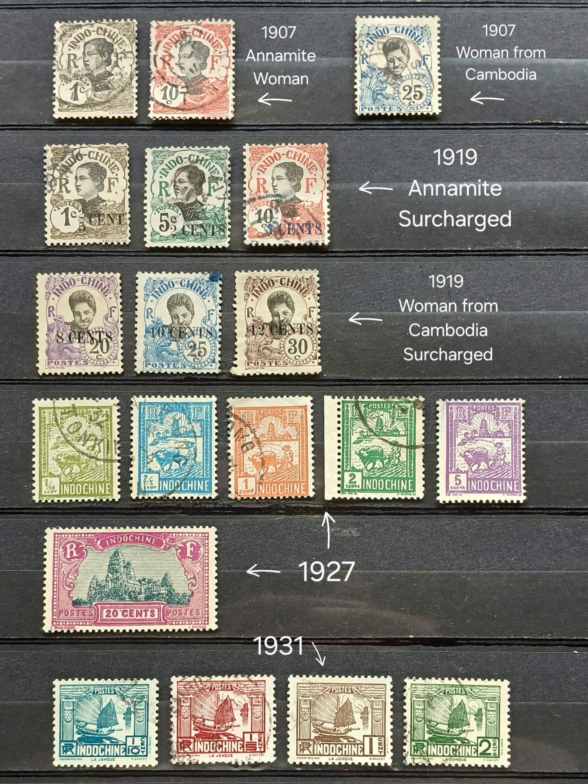 France INDO-CHINE 1907-1944 แสตมป์ฝรั่งเศส อินโดจีน ช่วงปี 2450-2487 คละแบบ ไม่ครบชุด ใช้แล้ว