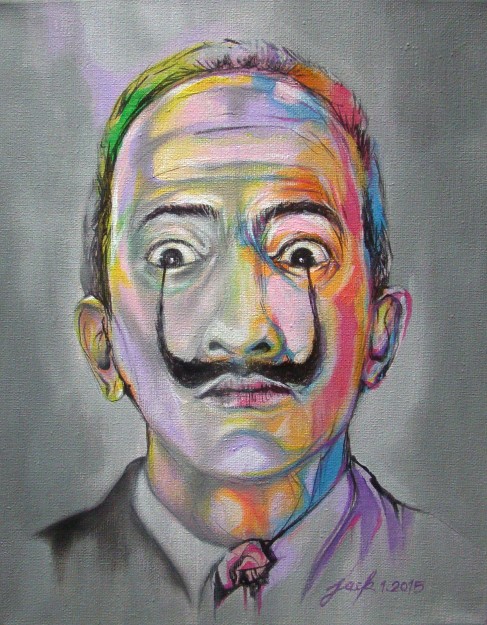 Salvador Dali ภาพวาดสีน้ำมัน-สีอะครีลิค งานเพ้นท์บนเฟรมผ้าใบ canvas ขนาด 24x30 cm.