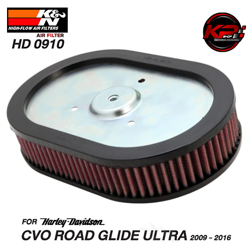 กรองอากาศ K&N สำหรับ HD CVO ROAD GLIDE (09-16) (HD 0910)