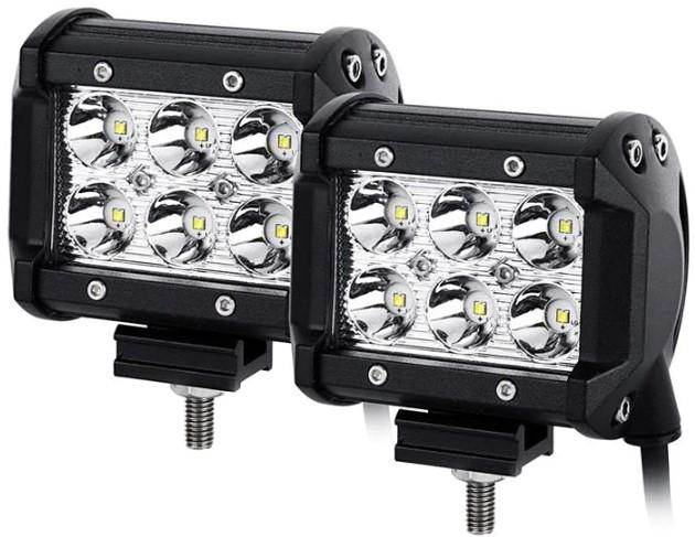 X4 เเพ็คคู่ สุดคุ้ม !! LED SPOT BEAM ไฟสปอร์ตไลท์ ไฟหน้ารถ ไฟท้าย สว่างมาก สำหรับรถยนต์ มอเตอร์ไซต์ บิ๊กไบท์ AGV 18 Watt 12V-24V เเสงขาว งานพรีเมี่ยม จำนวน 4 ชิ้น