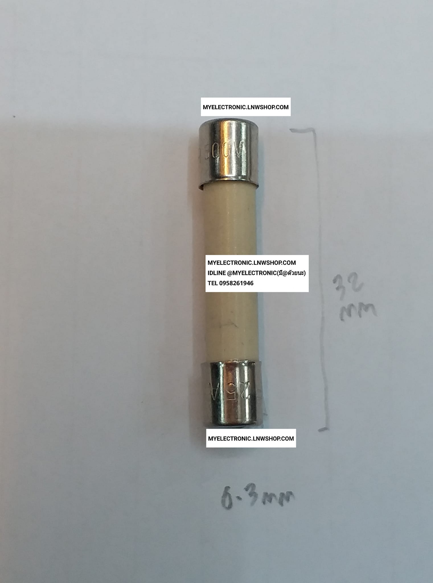 ขาย ฟิวส์25A500V F25A500V FF25A500V FUSE ฟิวส์ เซรามิค กระเบื้อง ขาดเร็ว 25A500V ขนาดเส้นผ่านศูนย์กลาง อ้วน6.3มม. ยาว32มม. 6.3×32MM. 6.3x32มม. ยี่ห้อ ราคา ตัวละ . . . . . หน่วย บาท