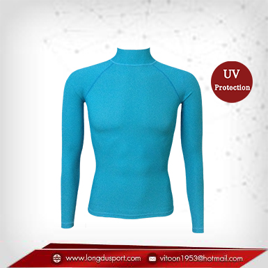 เสื้อรัดกล้ามเนื้อ Rash Guard แขนยาวคอเต่า สีฟ้า dodgerblue