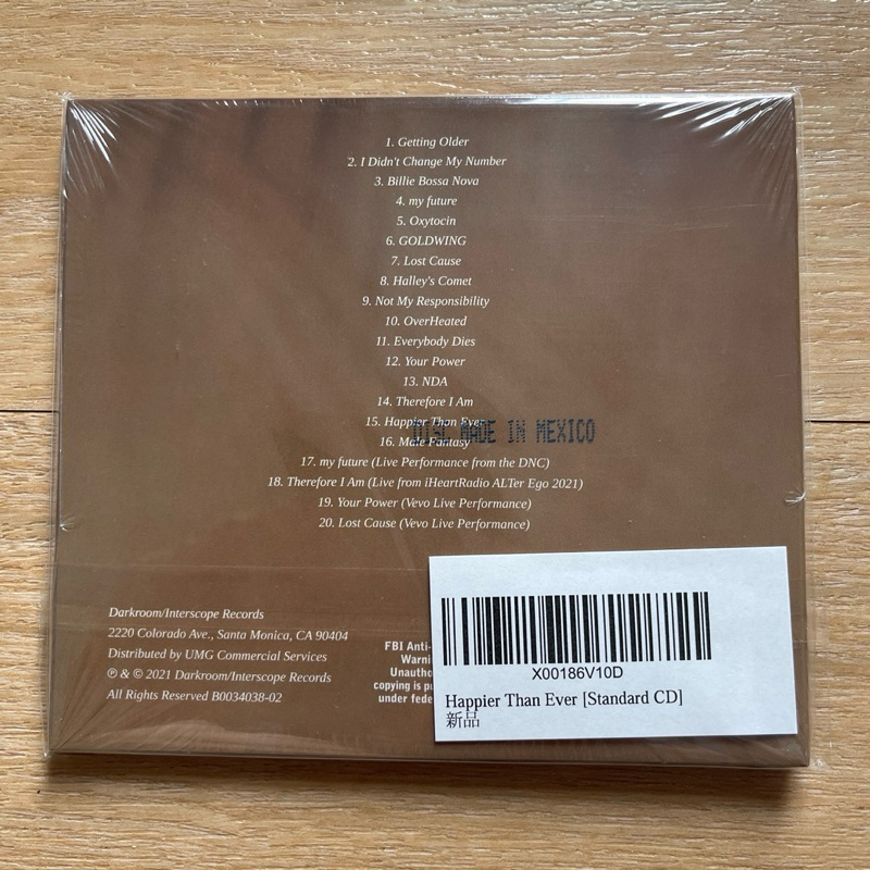 CD ซีดีเพลง Billie Eilish – Happier Than Ever, CD, Album,mexico มือหนึ่ง,แผ่นแท้,ซีล