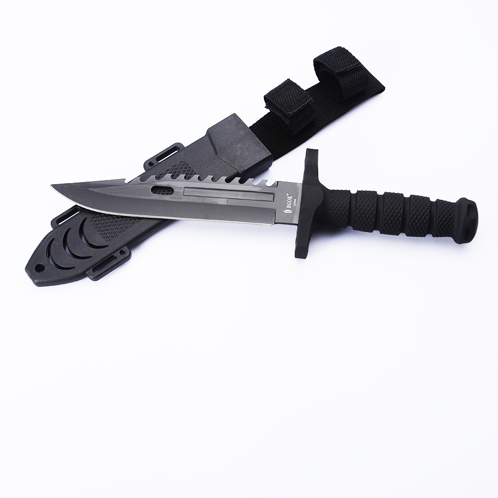 CB-1378A# มีดใบตาย มีดเดินป่า Fixed Black Blade ด้ามมีดยางกันลื่น มีดยาวรวมด้ามมีด 31.5 ซม. 1 390 กรัม Black 31.5 cm