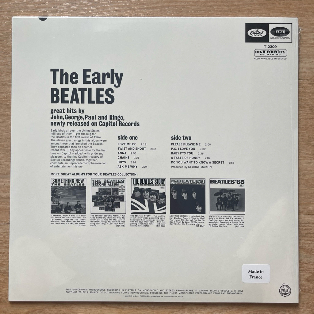 แผ่นเสียง The Early Beatles, Vinyl, LP, Album, Compilation, Reissue, Mono, 180g ,EU มือหนึ่ง ซีล