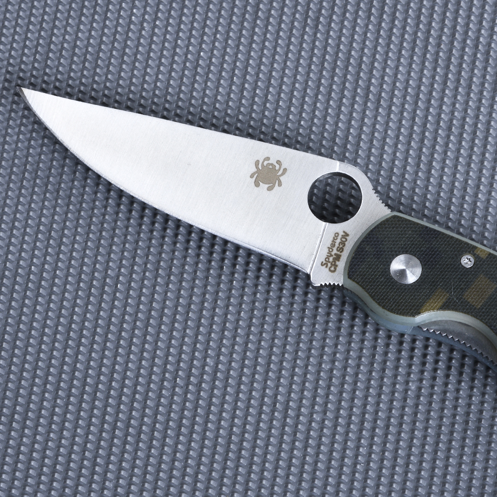 SPC#Large Camouflage มีดเดินป่า มีดแคมปิ้ง Spyderco CPM S30V มีดพับ เหล็กใบมีดสแตนเลส ชิ้น 350 กรัม เขียว 24 ซม