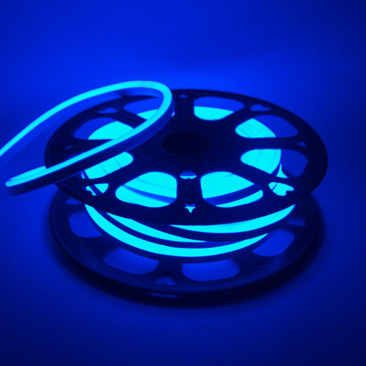 [ฟรี !ปลั๊กหัวจ่าย 3 เส้น] LED Neon Flex ม้วน 50 เมตร ไฟเส้น led นีออนเฟล็กซ์ ไฟแอลอีดีนีออนดัด สามารถ ตัด ดัด โค้ง งอ ตกเเต่ง ได้ตามต้องการ AC220V เหมาะกับการเดินไฟซ่อนฝ้า แต่งภายในและภายนอกสถานที่ -แสงฟ้า ม้วนยาว 50 เมตร