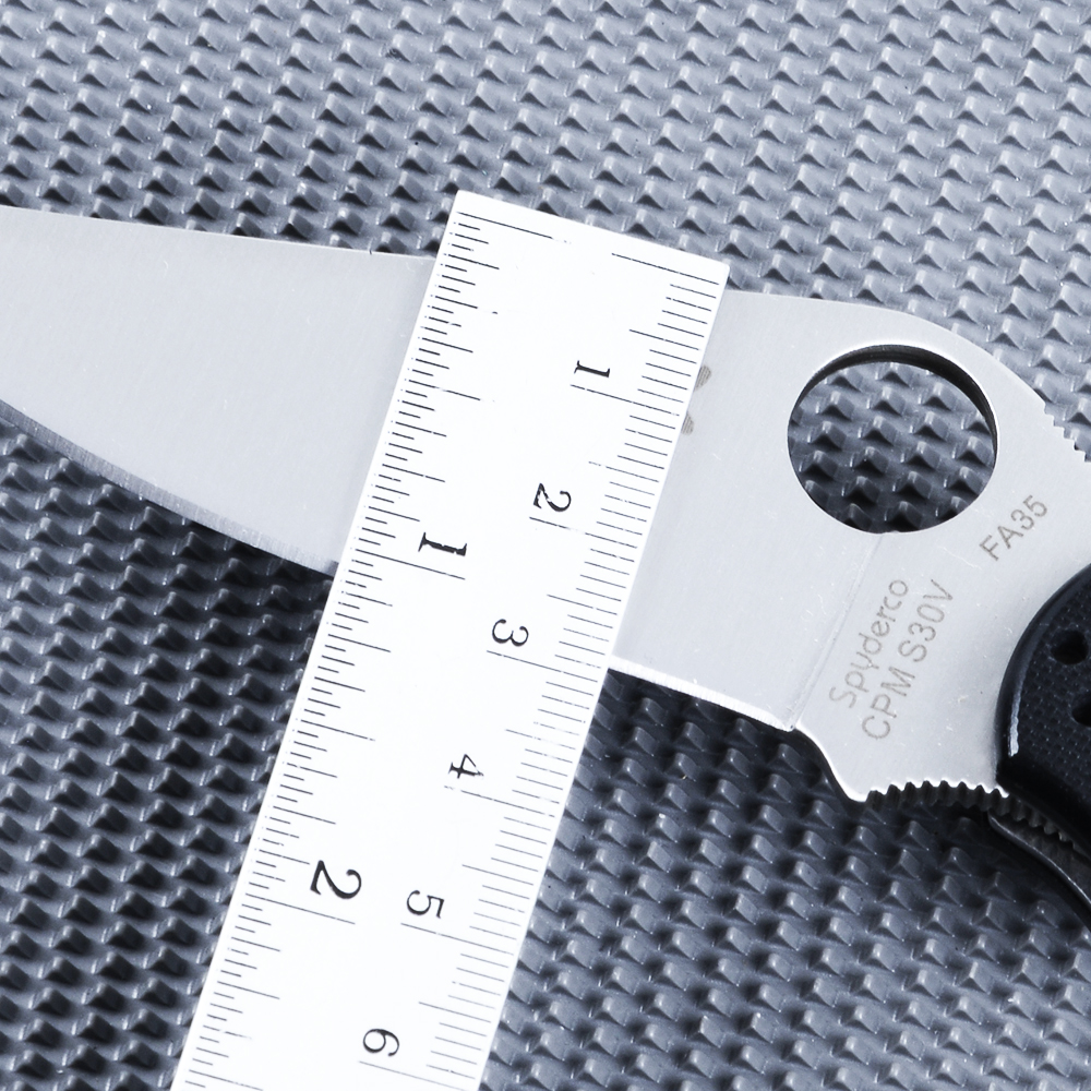 SPC#Medium Black มีดเดินป่า มีดแคมปิ้ง Spyderco CPM S30V FA35 มีดพับ เหล็กใบมีดสแตนเลส ชิ้น 330 กรัม Black 21 cm.