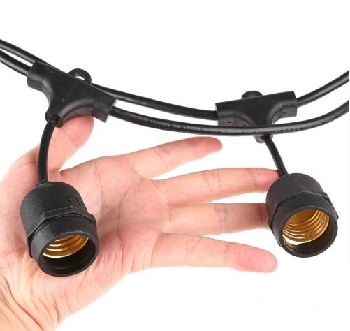 [ฟรี !! ปลั๊กกันน้ำ ] ชุดสายไฟราว สายไฟห้อยระย้า ไฟระย้าปิงปอง สายไฟห้อย ยาว 5 เมตร แบบขั้วห้อยขั้วระย้า E27 สายสีดำ หนา ทนทาน มั่นใจงานคุณภาพ I ไฟราวสําเร็จรูป สายไฟพร้อมขั้ว e27 ไฟราวปิงปอง ราคา สายไฟปิงปอง ขายไฟราว ราคาไฟราว( ** ราคาไม่รวมหลอด **)