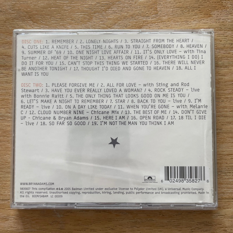 CD ซีดีเพลง Bryan Adams – Anthology แผ่นเเท้ ใหม่ ซีล