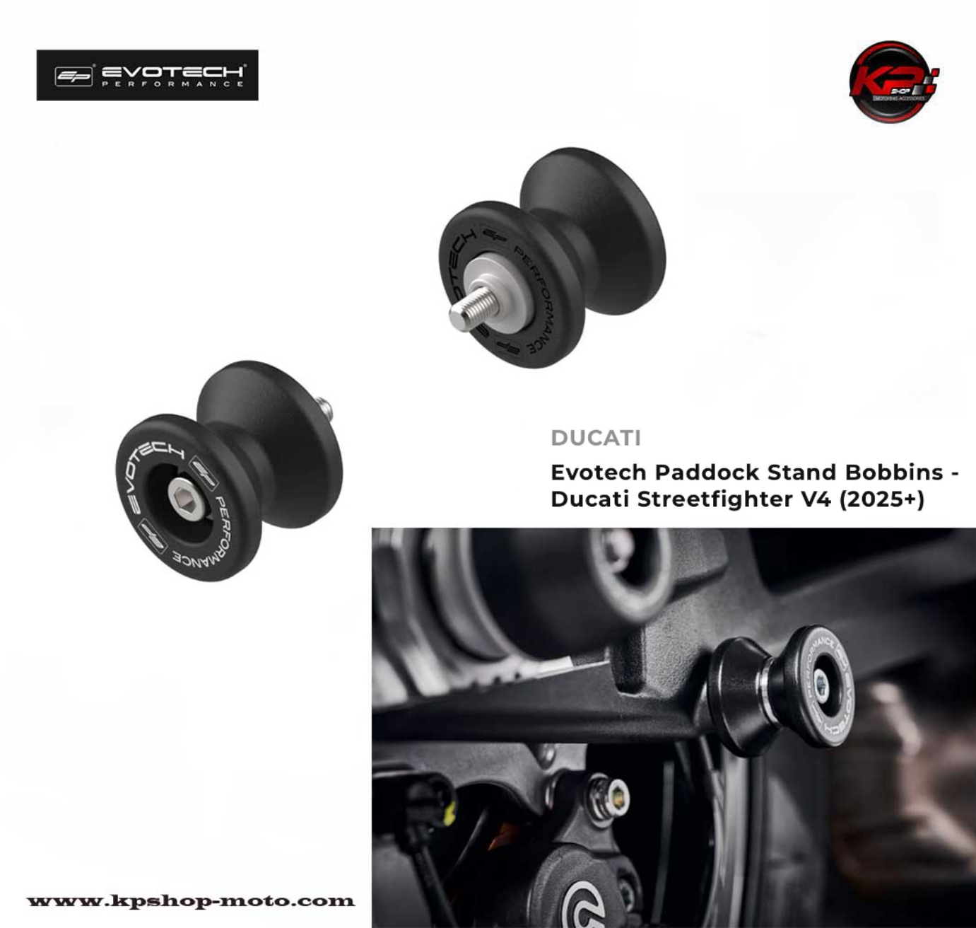 สปูน Evotech Paddock Stand Bobbins - Ducati Streetfighter V4 (2025+)